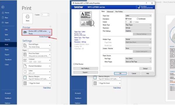 Chọn máy in Brother
