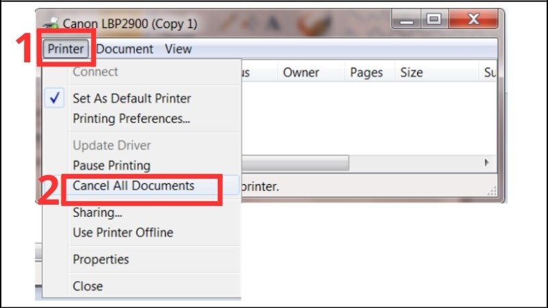 Kiểm tra lệnh của máy in trong mục Devices and Printers