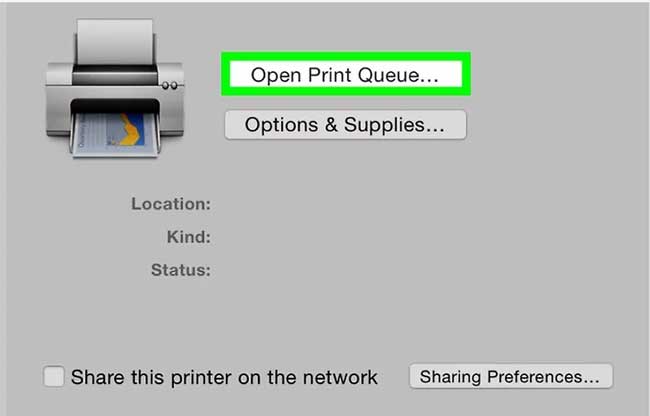Chọn Open Print Queue để hiển thị danh sách các tài liệu đang chờ in