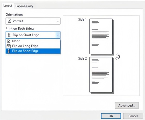 Nhấn chọn in 2 mặt 