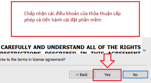 Chấp nhận các điều khoản và tiến hành cài đặt