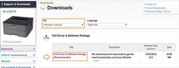 Tải phiên bản driver mới nhất để khắc phục máy in Brother 2321D báo lỗi paper