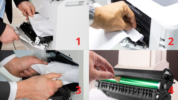 Xử lý mẫu giấy kẹt ở phía sau