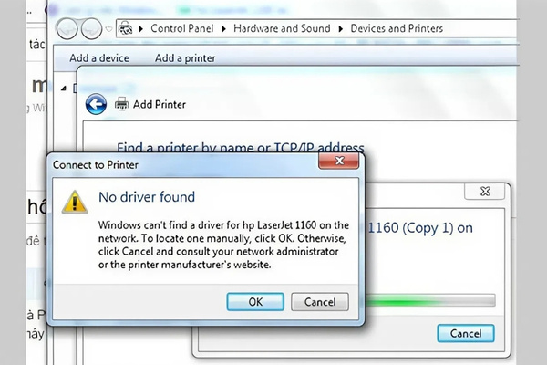 Máy in HP không nhận driver
