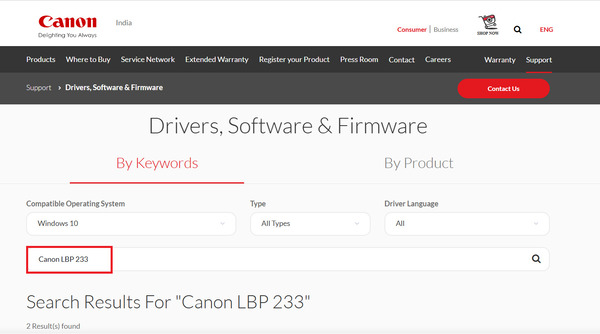 Nhập tên máy in Canon LBP 233 