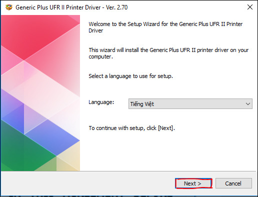 Nhấn Next để tiếp tục các bước tiếp theo